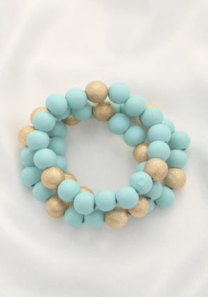 Metal Wood Bead Bracelet