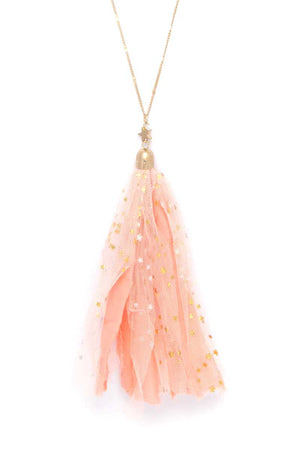 Metallic Stars Tulle Tassel Necklace