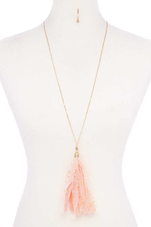 Metallic Stars Tulle Tassel Necklace