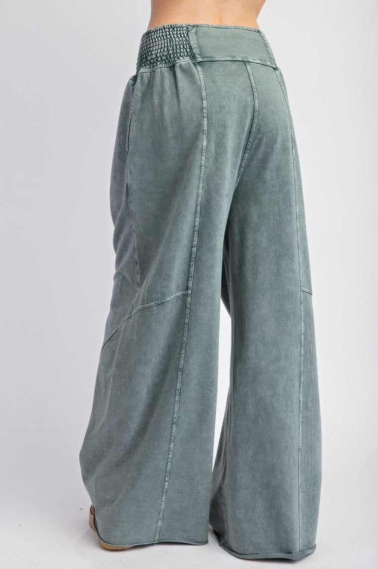 Mineral washed terry knit pants