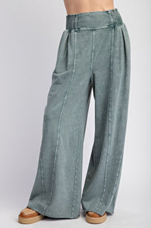 Mineral washed terry knit pants