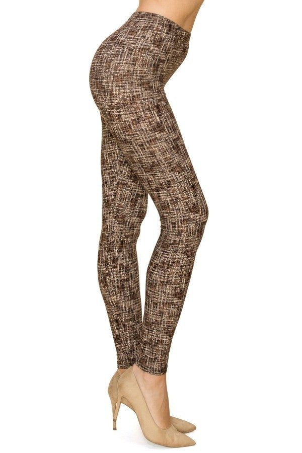 Multi Print, Full Length, High Waisted Leggings In A Fitted Style With An Elastic Waistband