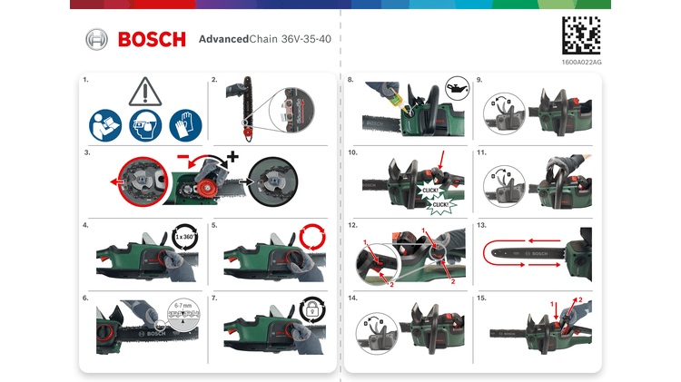 New Genuine Bosch 06008B8601 Chain 36V-35-40 Cordless Chainsaw