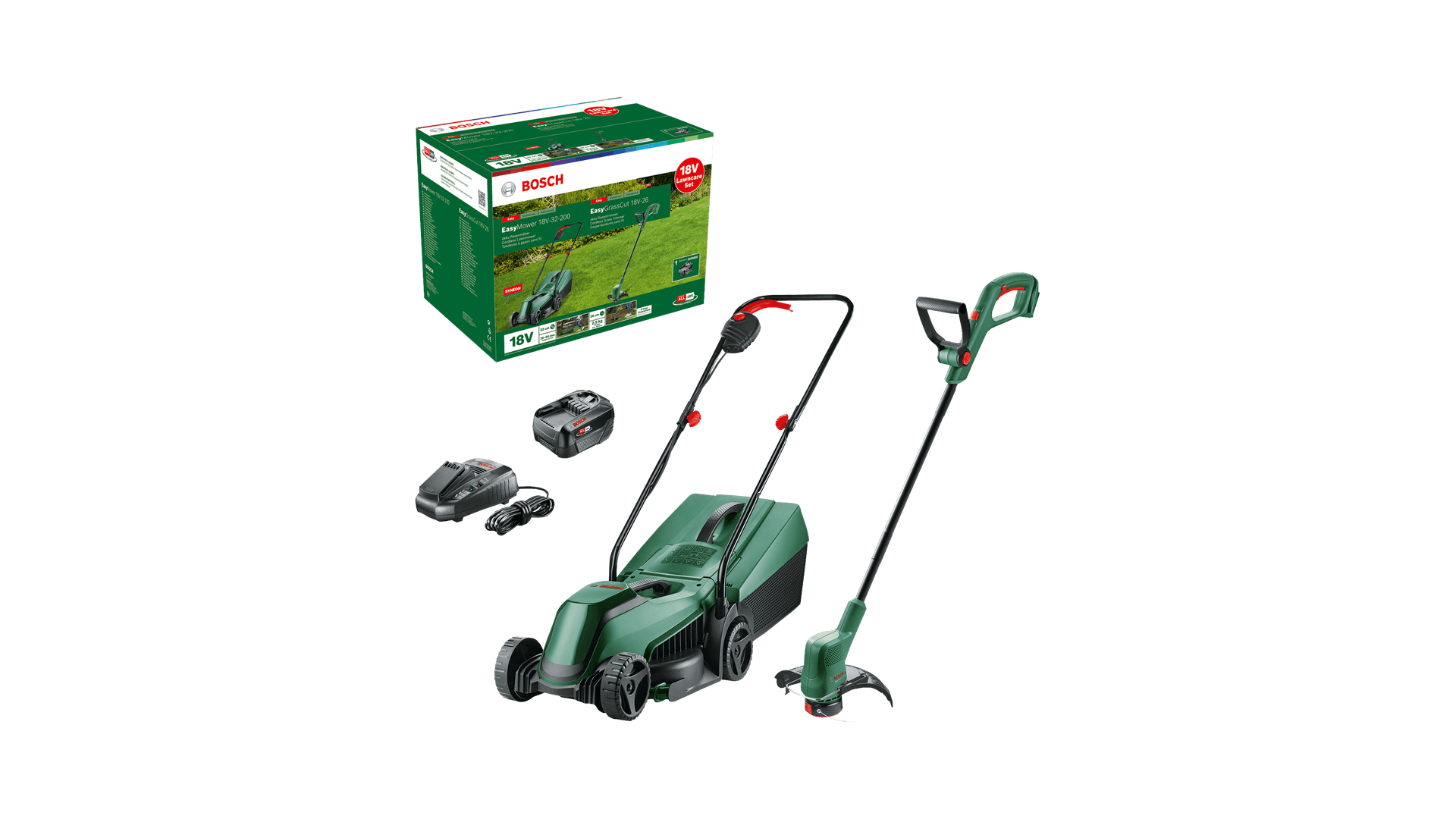 New Genuine Bosch 06008B9D02 18V Lawncare Set Cordless Lawnmower