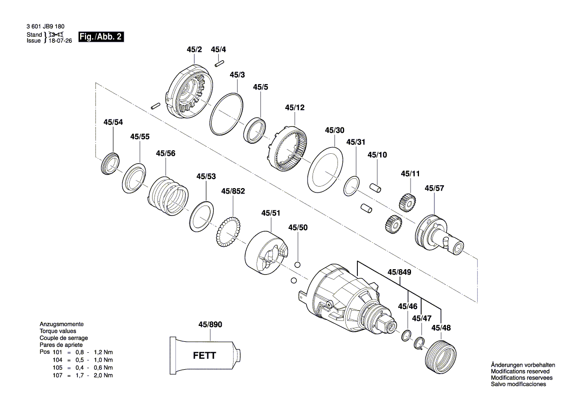 New Genuine Bosch 1600A00J8N Gear Box