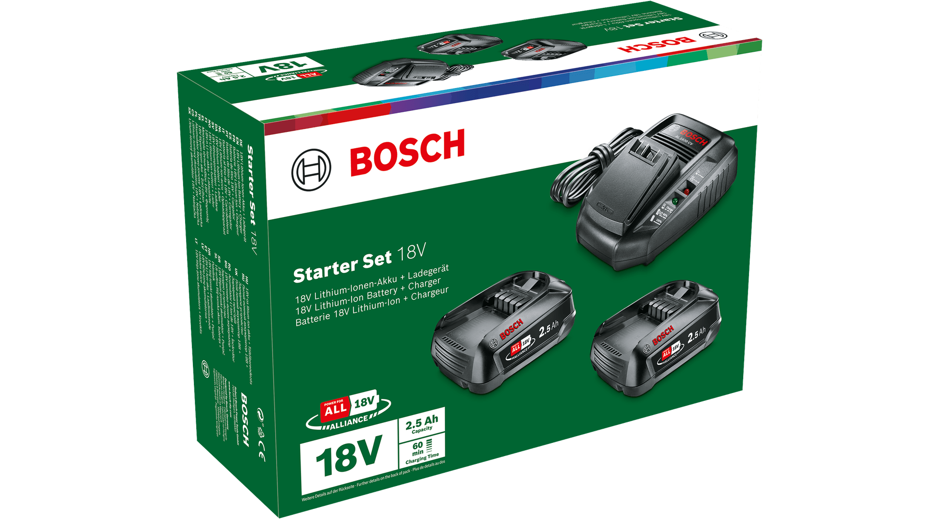 New Genuine Bosch 1600A011LD Starter set 18 V (2 x 2.5Ah + AL 1830 CV) Starter