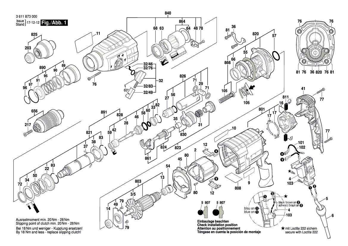 New Genuine Bosch 1600A01V5D Keyless Chuck