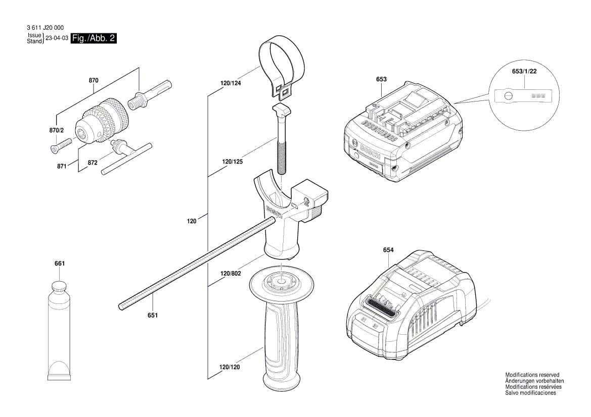 New Genuine Bosch 16020250AS Auxiliary Handle