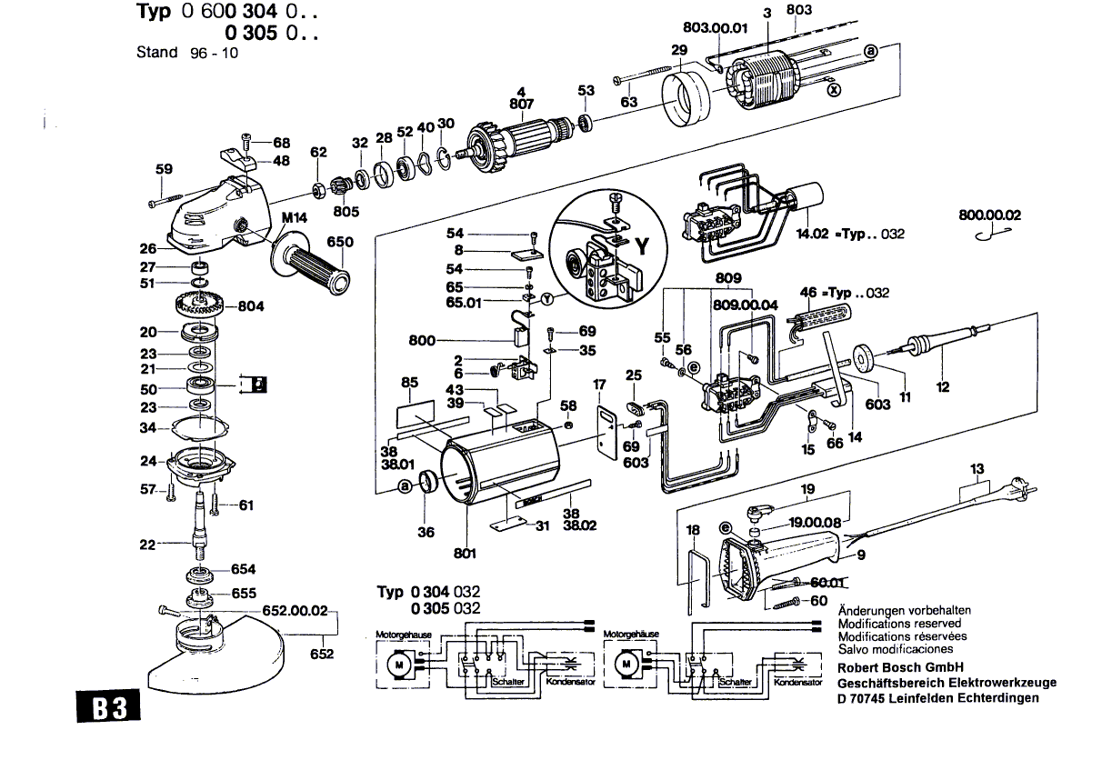 New Genuine Bosch 1603523032 Grinding Spindle