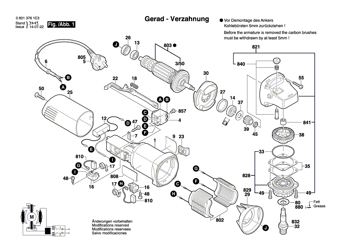 New Genuine Bosch 1603523111 Grinding Spindle