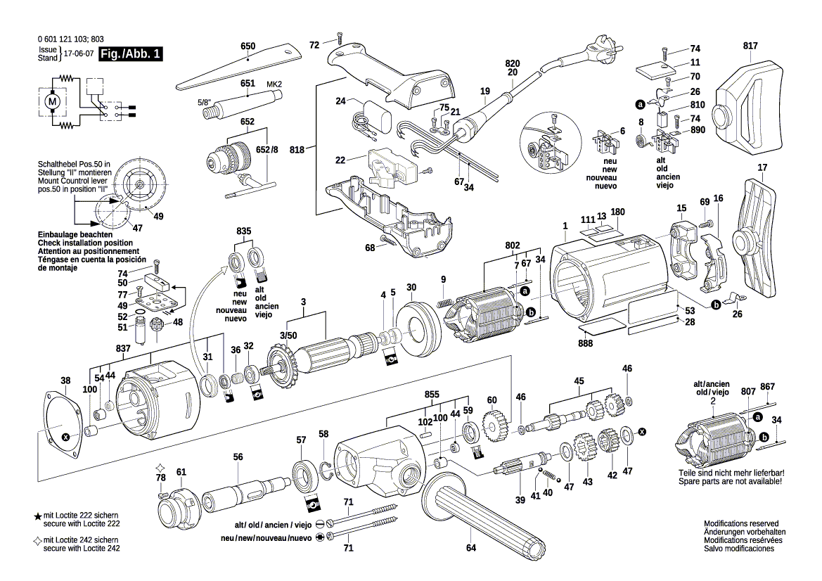 New Genuine Bosch 1606309066 Toothed Shaft