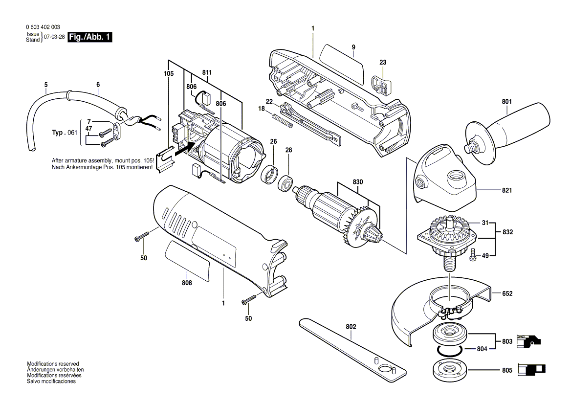 New Genuine Bosch 1607000995 Gear Housing