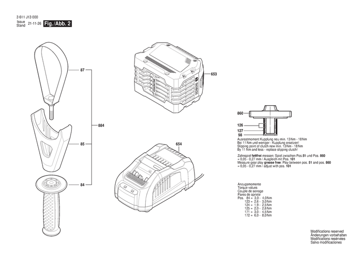 New Genuine Bosch 16070312E7 Auxiliary Handle