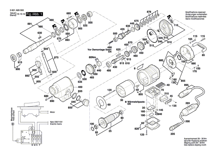 New Genuine Bosch 160720038P Switch