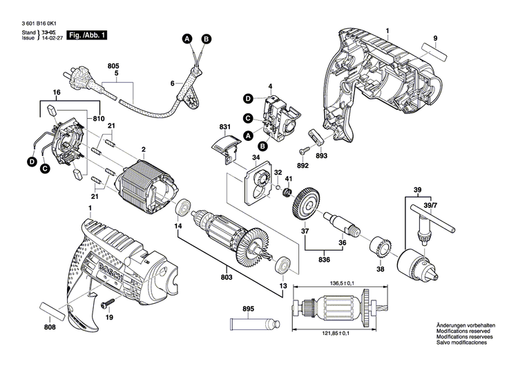 New Genuine Bosch 1607200508 On-Off Switch