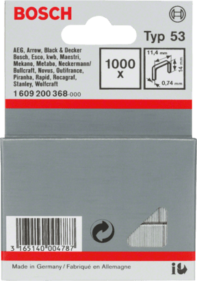 New Genuine Bosch 1609200368 Fine Wire Staple, Type 53 For Cordless / Pneumatic