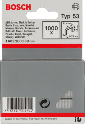 New Genuine Bosch 1609200369 Fine Wire Staple, Type 53 For Cordless / Pneumatic