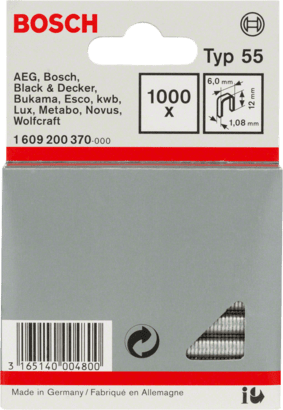 New Genuine Bosch 1609200370 Narrow Crown Staple, Type 55 For Cordless /