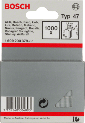 New Genuine Bosch 1609200379 Nail, Type 47 For Cordless / Pneumatic Staplers,