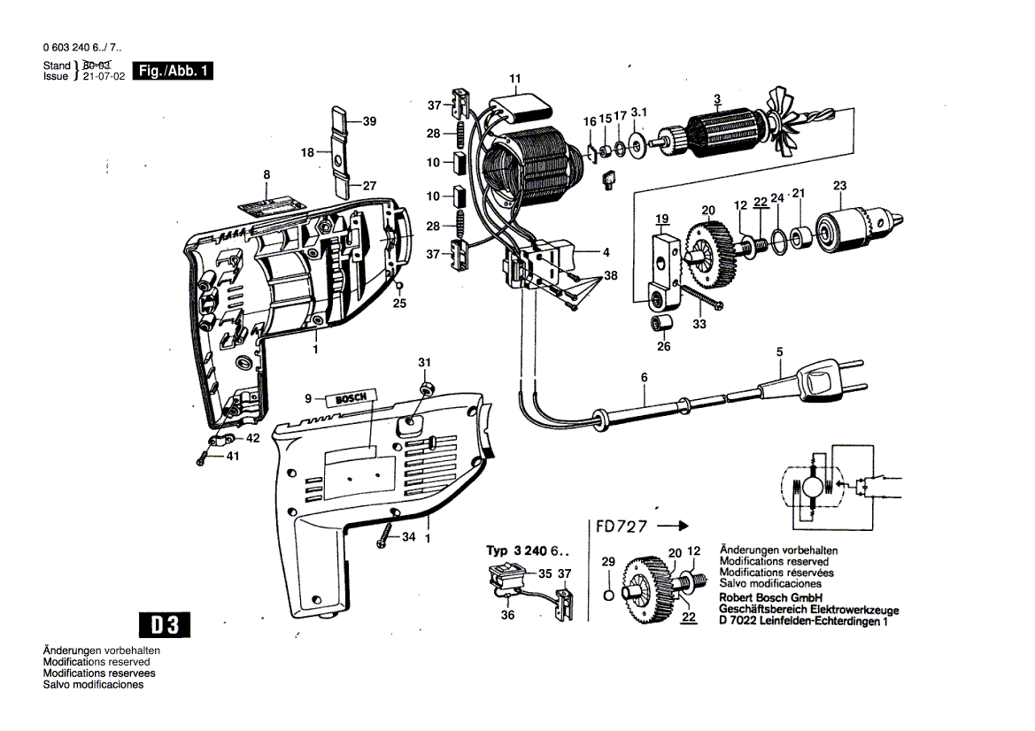 New Genuine Bosch 1609202464 On-Off Switch