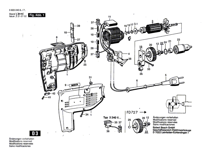 New Genuine Bosch 1609202464 On-Off Switch