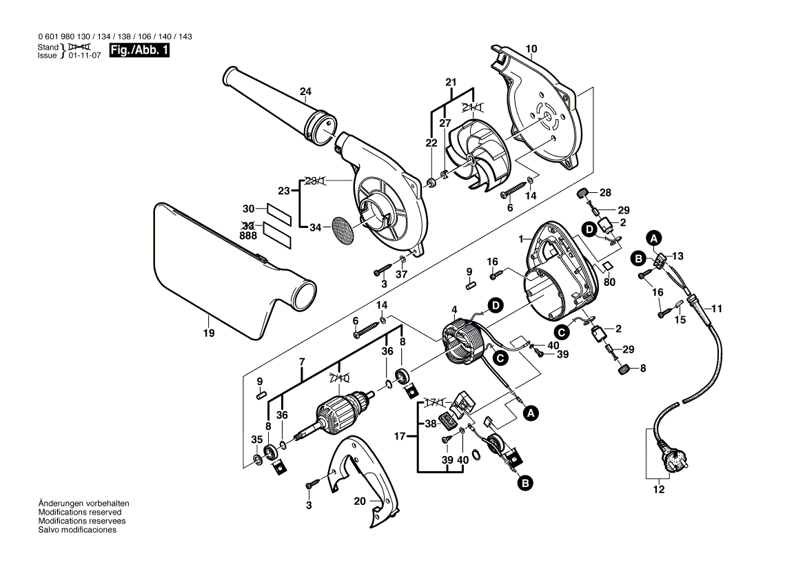 New Genuine Bosch 1609203483 Fan Wheel