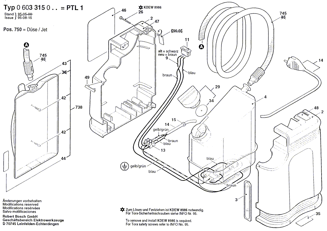 New Genuine Bosch 1609203924 Connecting Cable