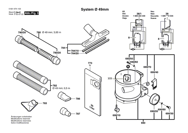 New Genuine Bosch 1609203931 Dust container