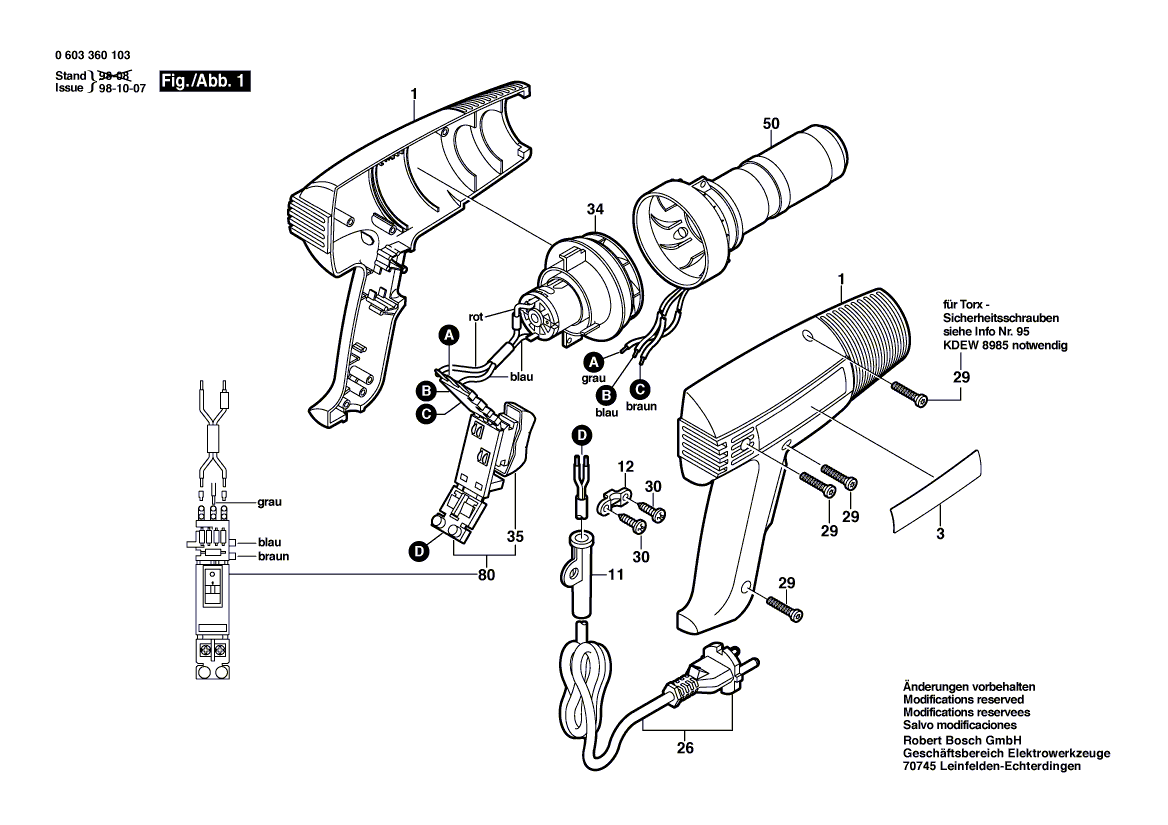 New Genuine Bosch 1609203B55 Cylindrical Heating Elem