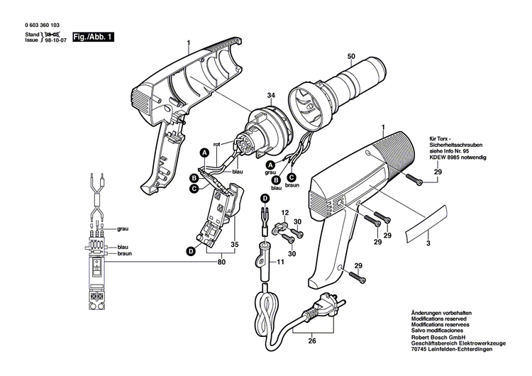 New Genuine Bosch 1609203B55 Cylindrical Heating Elem