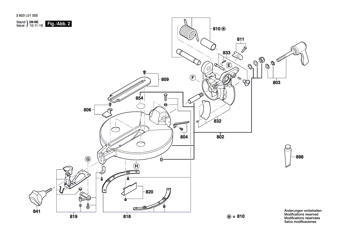 New Genuine Bosch 1609203T03 Table