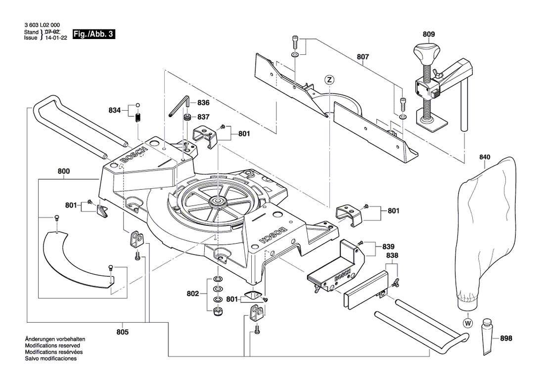 New Genuine Bosch 1609203T58 Table