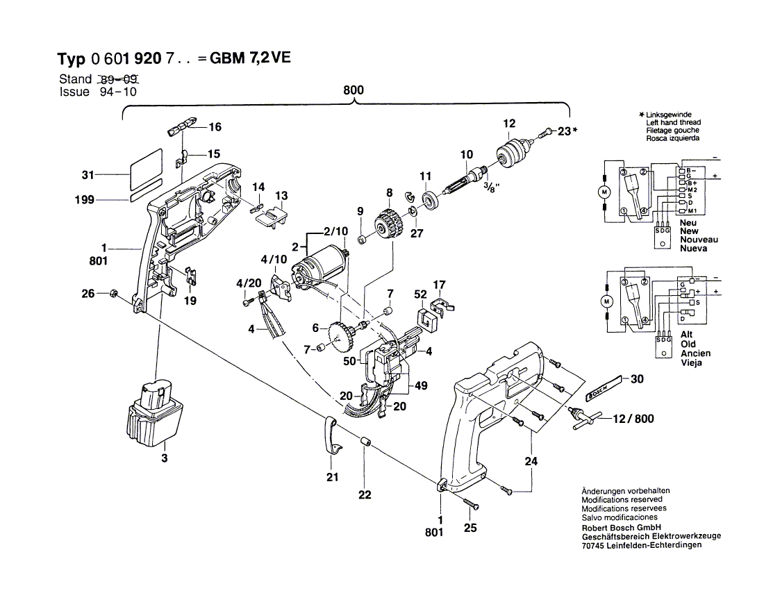 New Genuine Bosch 1609340003 DC motor