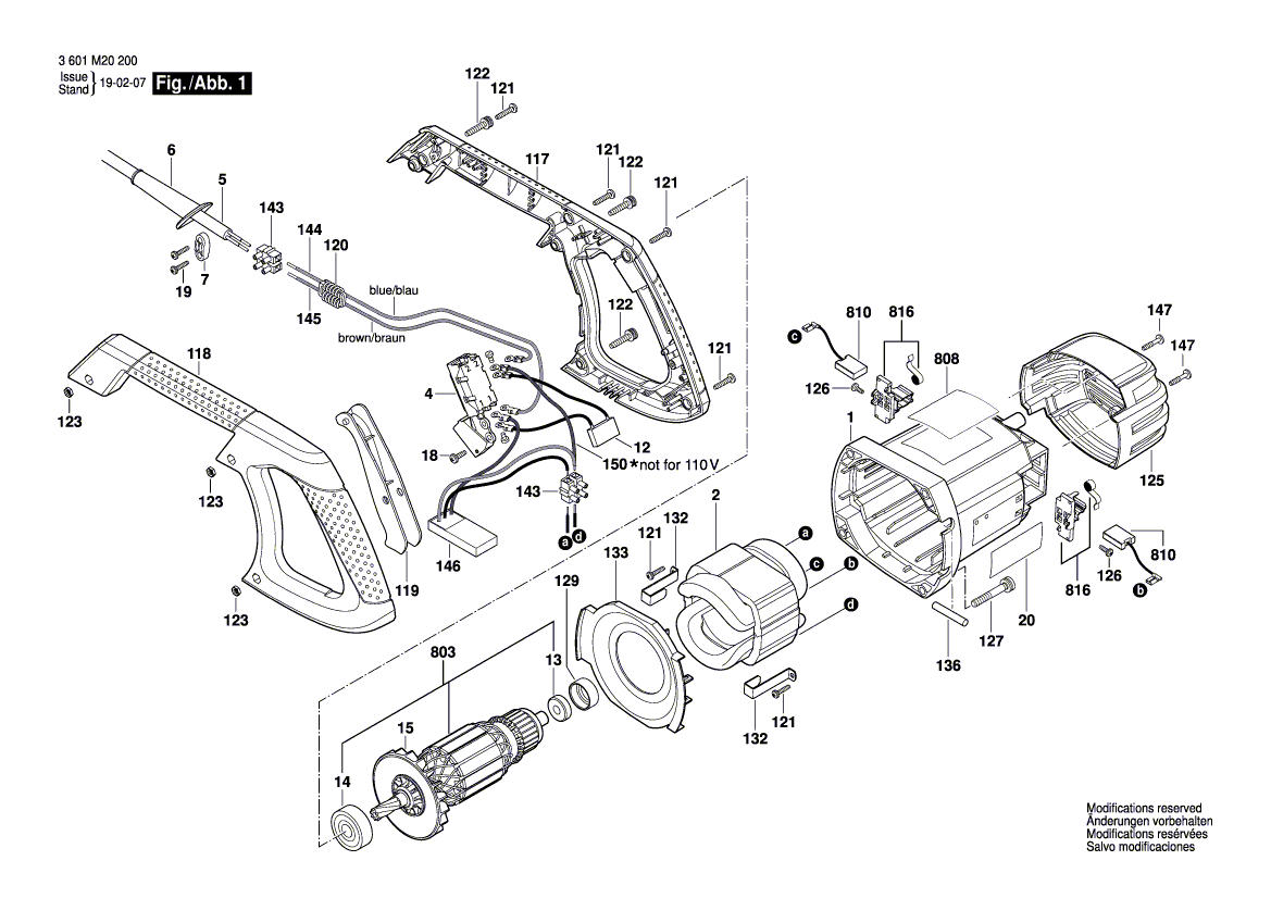 New Genuine Bosch 1609B00948 Carbon-Brush Set
