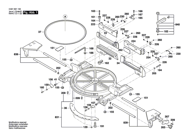 New Genuine Bosch 1609B01444 Mitre Fence