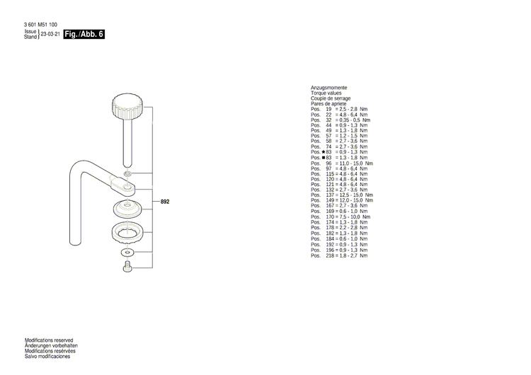 New Genuine Bosch 1609B08065 Arm