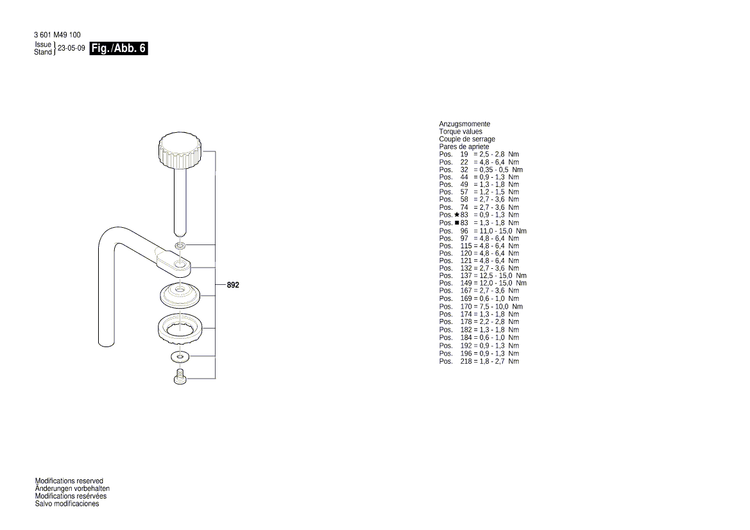 New Genuine Bosch 1609B08155 Table