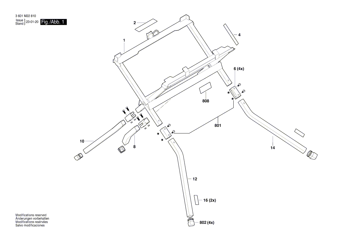 New Genuine Bosch 1609B08206 Support Frame