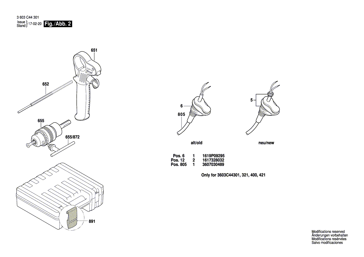 New Genuine Bosch 1614460091 Power supply cord