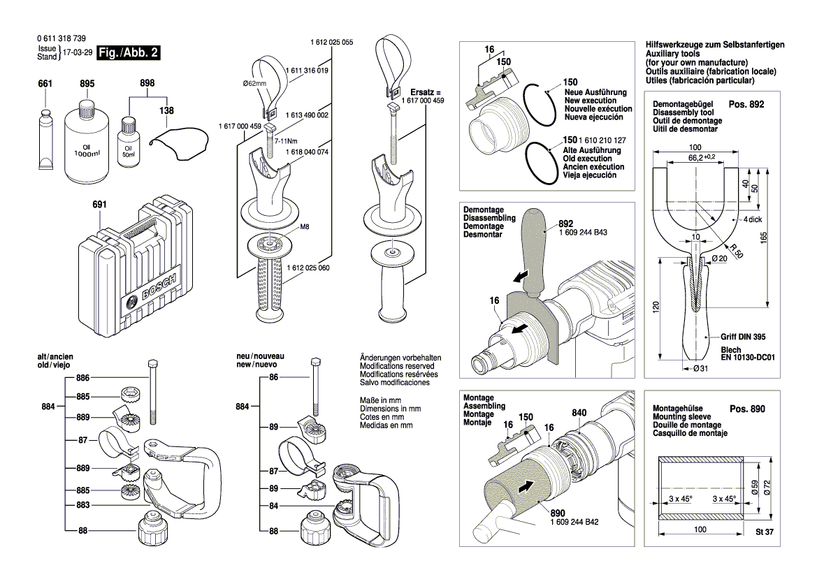 New Genuine Bosch 1617000431 Wear and Tear Part Set