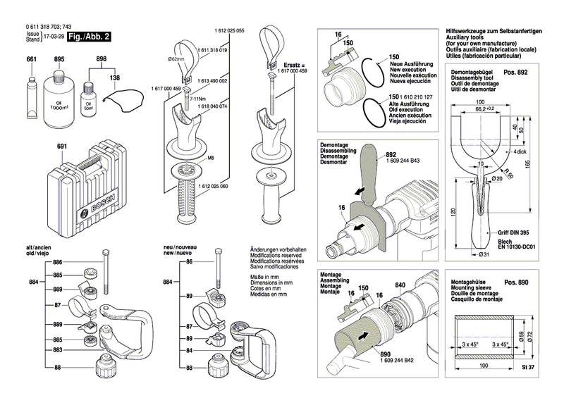 New Genuine Bosch 1617000853 Spring Pack