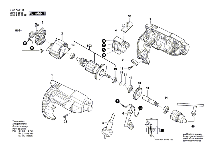 New Genuine Bosch 1619P10887 Drilling Spindle