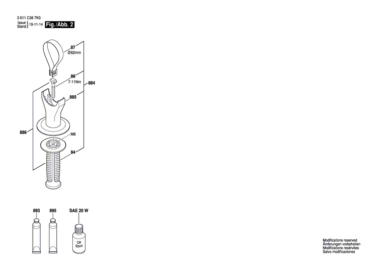 New Genuine Bosch 1619P15819 Wear and Tear Part Set