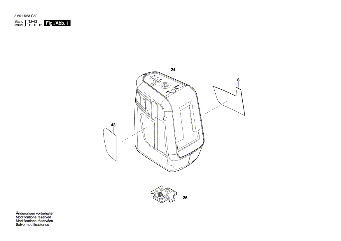 New Genuine Bosch 1619PA5327 Battery Cover
