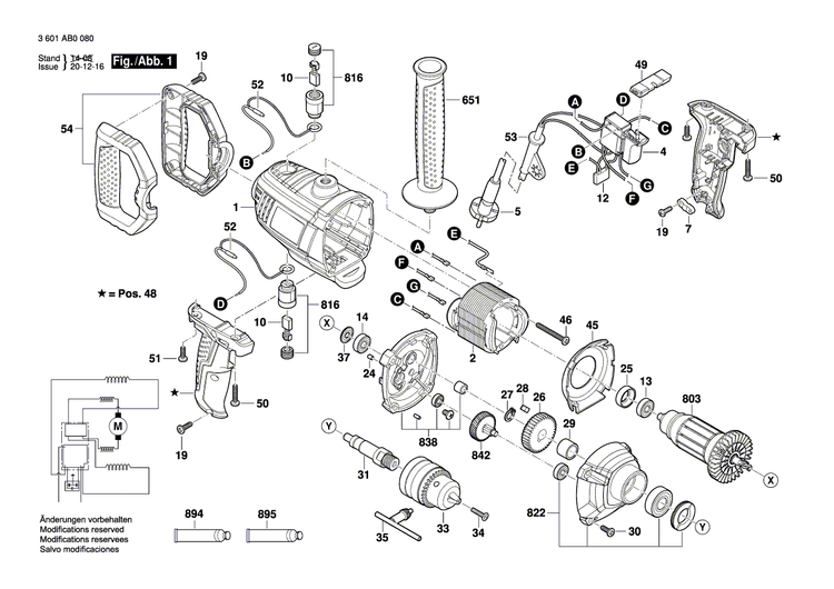 New Genuine Bosch 1619PA7843 Handle