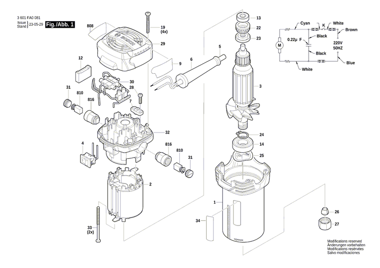 New Genuine Bosch 1619PB2368 Motor Housing