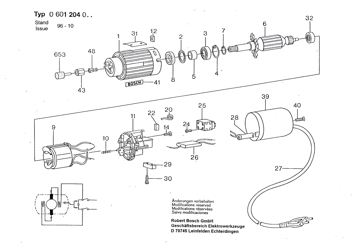 New Genuine Bosch 2603101035 Straight Pin