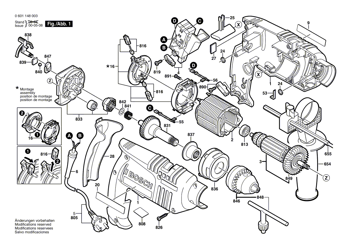 New Genuine Bosch 2606135932 Drilling Spindle