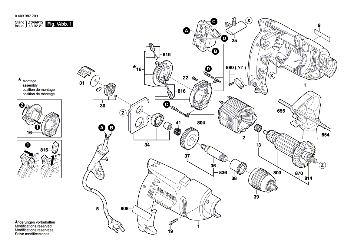 New Genuine Bosch 2606135935 Drilling Spindle
