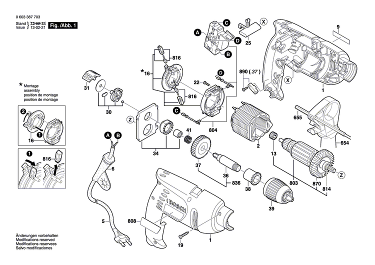 New Genuine Bosch 2606135935 Drilling Spindle